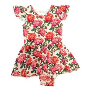 Little One Shop Floral Dress with Bow Back, 2T Girls Toddler, Short Sleeve